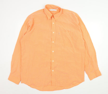 Heavy Construction Men’s Orange Check Cotton Button-Up Shirt XL
