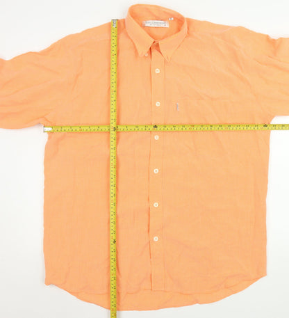 Heavy Construction Men’s Orange Check Cotton Button-Up Shirt XL