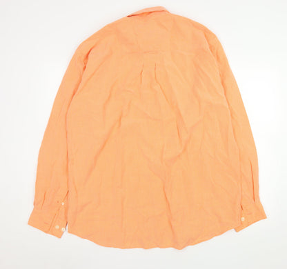 Heavy Construction Men’s Orange Check Cotton Button-Up Shirt XL