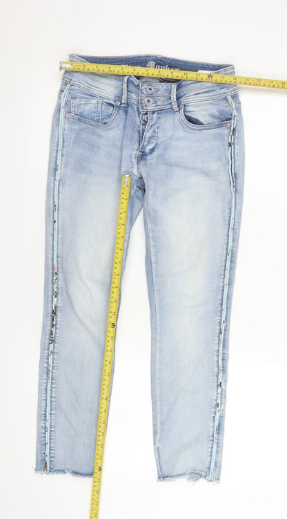 Womens UK Size 12 Blue Monkey Slim Fit Skinny Blue Jeans