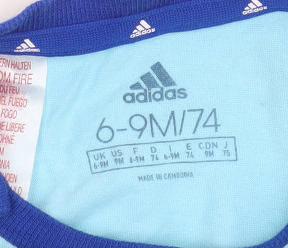 Adidas Unisex Baby Blue 6-9M Cotton Sports Shorts Set