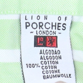 Lion of Porches Men’s Green Striped Cotton Long Sleeve Shirt XL