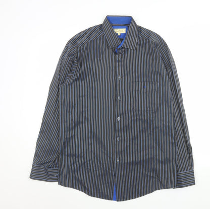 Daniel Grahame Men's Blue Striped Long Sleeve Button-Up Shirt Size M