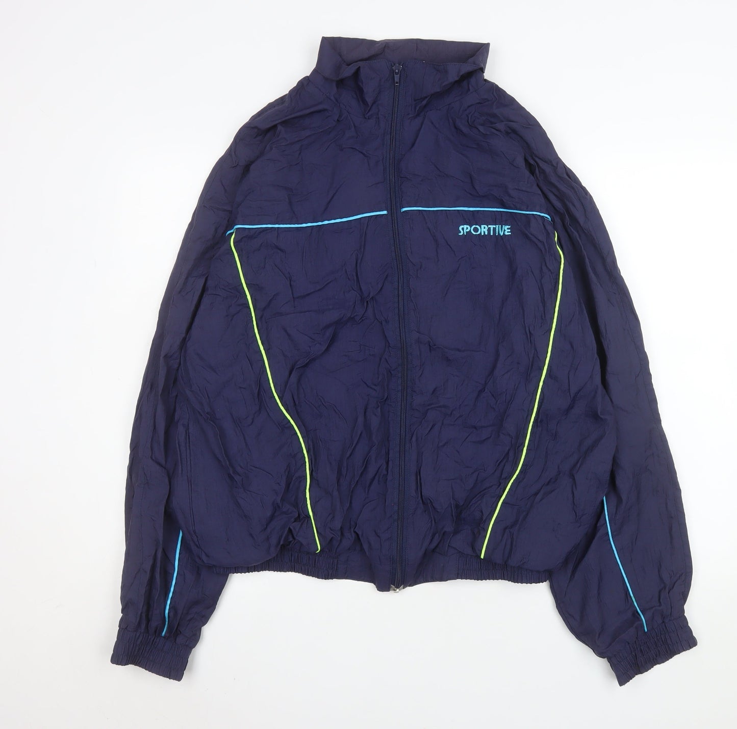 Mens UK Size L Sportive Blue Windbreaker Coat