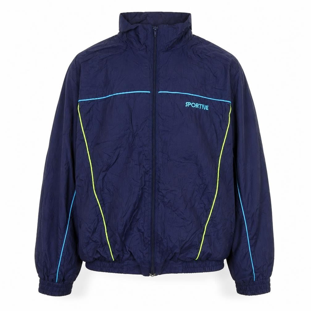 Mens UK Size L Sportive Blue Windbreaker Coat