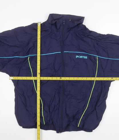 Mens UK Size L Sportive Blue Windbreaker Coat