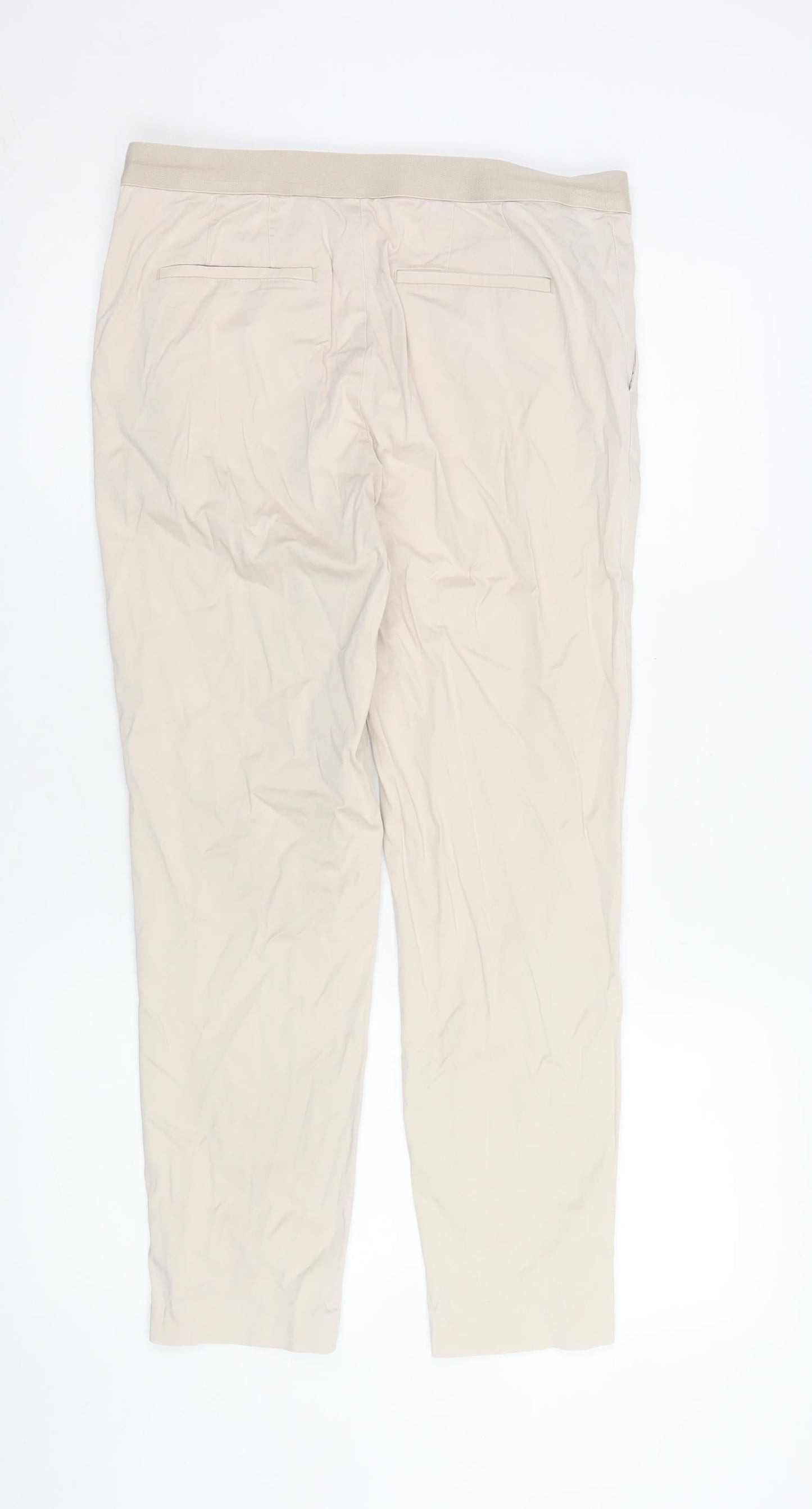 Womens UK Size M Uniqlo Regular Fit Cropped Beige Trousers