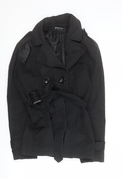 Womens UK Size M MODA D&F Black Trench Coat