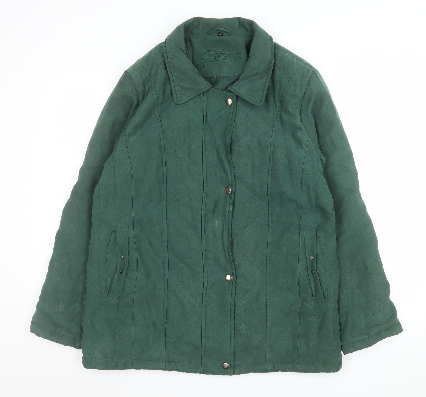Womens UK Size 14 Finesse Green Quilted Coat