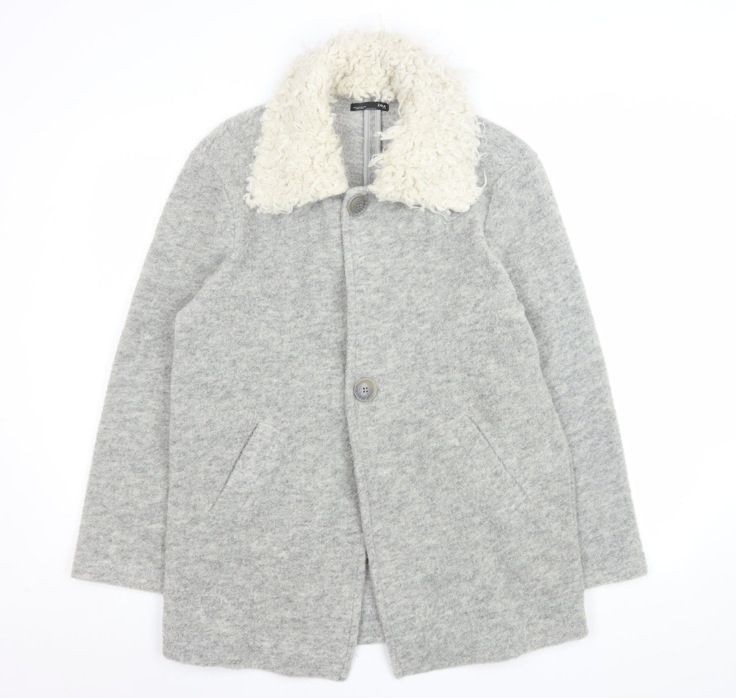 Womens UK Size S Zara Grey Overcoat