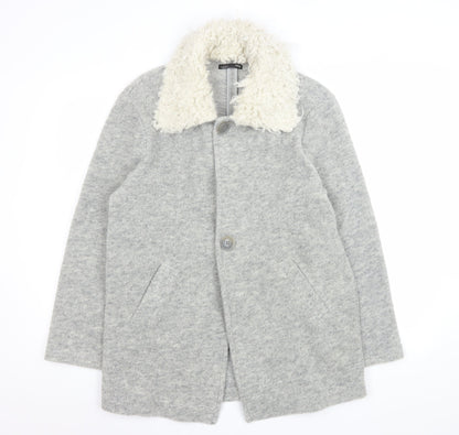Womens UK Size S Zara Grey Overcoat
