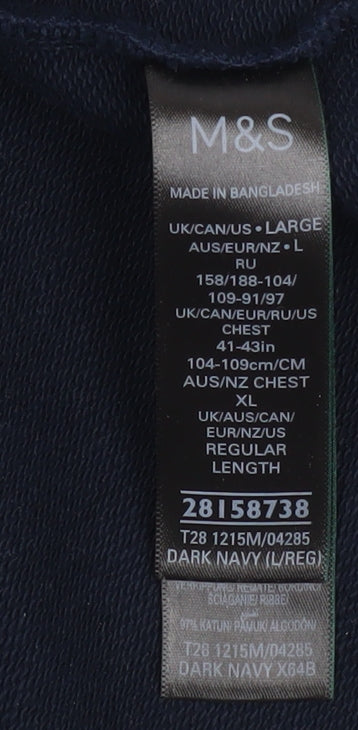 Mens UK Size L Marks and Spencer Blue Pullover Sweatshirt