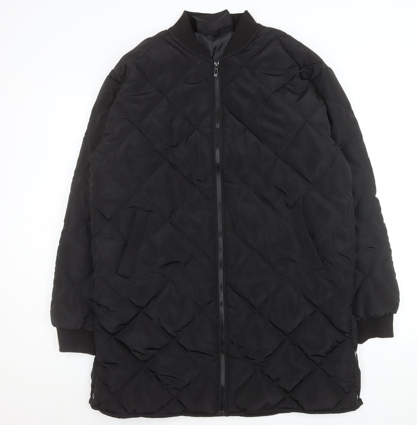Womens UK Size 10 Boohoo Black Quilted Coat