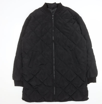 Womens UK Size 10 Boohoo Black Quilted Coat