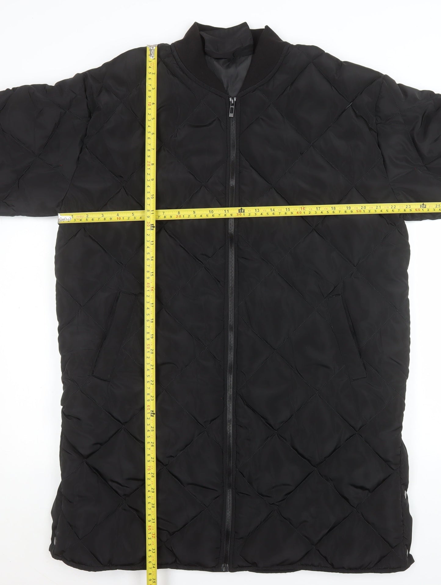 Womens UK Size 10 Boohoo Black Quilted Coat