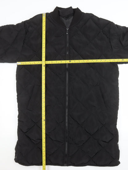 Womens UK Size 10 Boohoo Black Quilted Coat