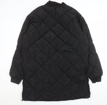 Womens UK Size 10 Boohoo Black Quilted Coat