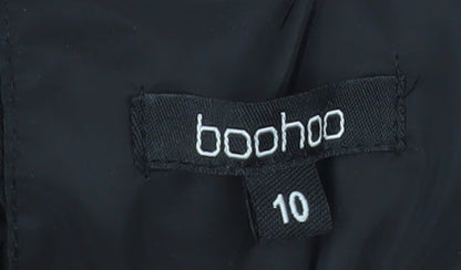 Womens UK Size 10 Boohoo Black Quilted Coat