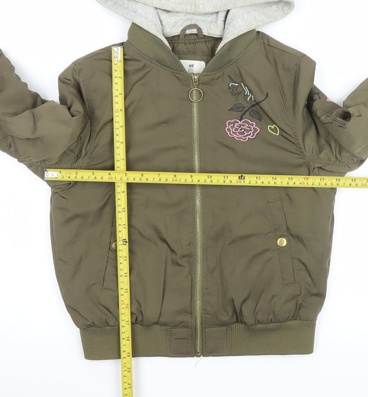 Girls UK Size 11-12 Years H&M Green Bomber Jacket