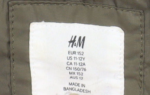 Girls UK Size 11-12 Years H&M Green Bomber Jacket