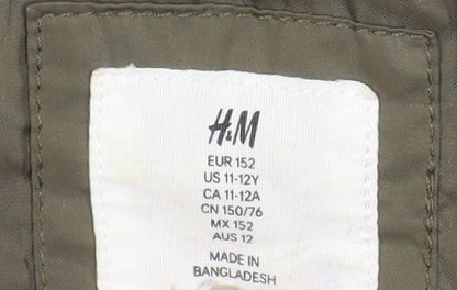 Girls UK Size 11-12 Years H&M Green Bomber Jacket