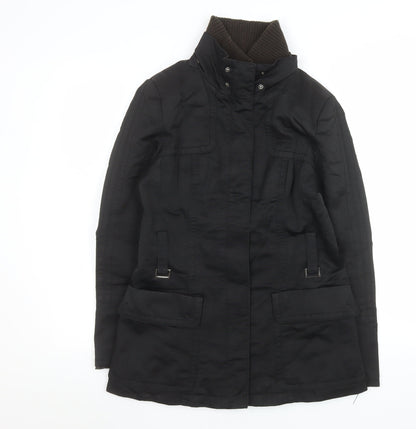 Zara Men Black M Military Coat Cotton Blend Mid-Length Jacket