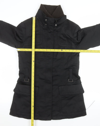 Zara Men Black M Military Coat Cotton Blend Mid-Length Jacket