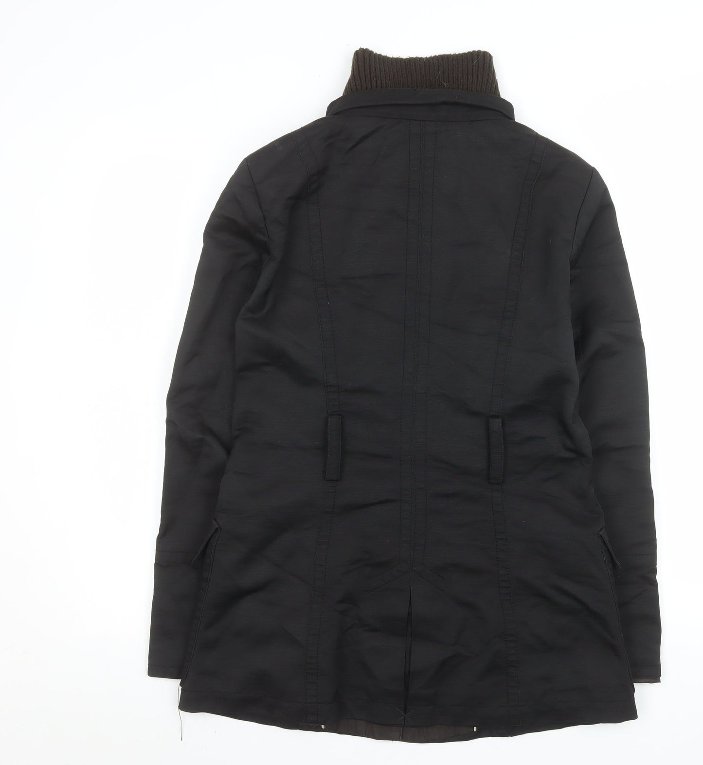Zara Men Black M Military Coat Cotton Blend Mid-Length Jacket