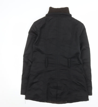 Zara Men Black M Military Coat Cotton Blend Mid-Length Jacket