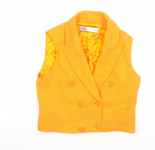 Womens UK Size S Zara Regular Orange Suit Waistcoat