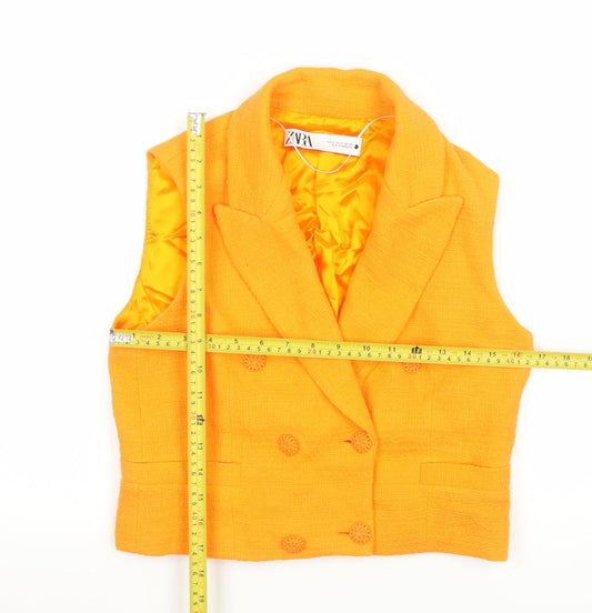Womens UK Size S Zara Regular Orange Suit Waistcoat