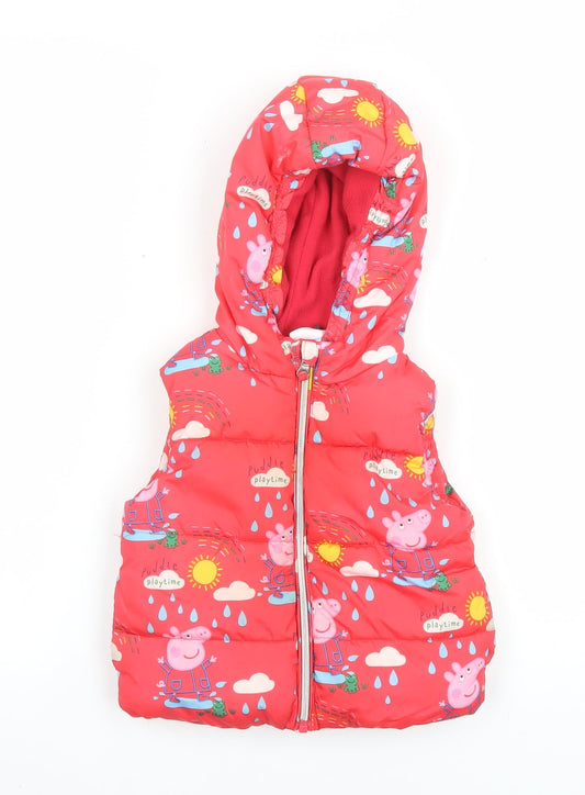 Girls UK Size 18-24 Months Peppa Pig Red Puffer Jacket