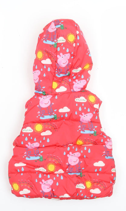 Girls UK Size 18-24 Months Peppa Pig Red Puffer Jacket
