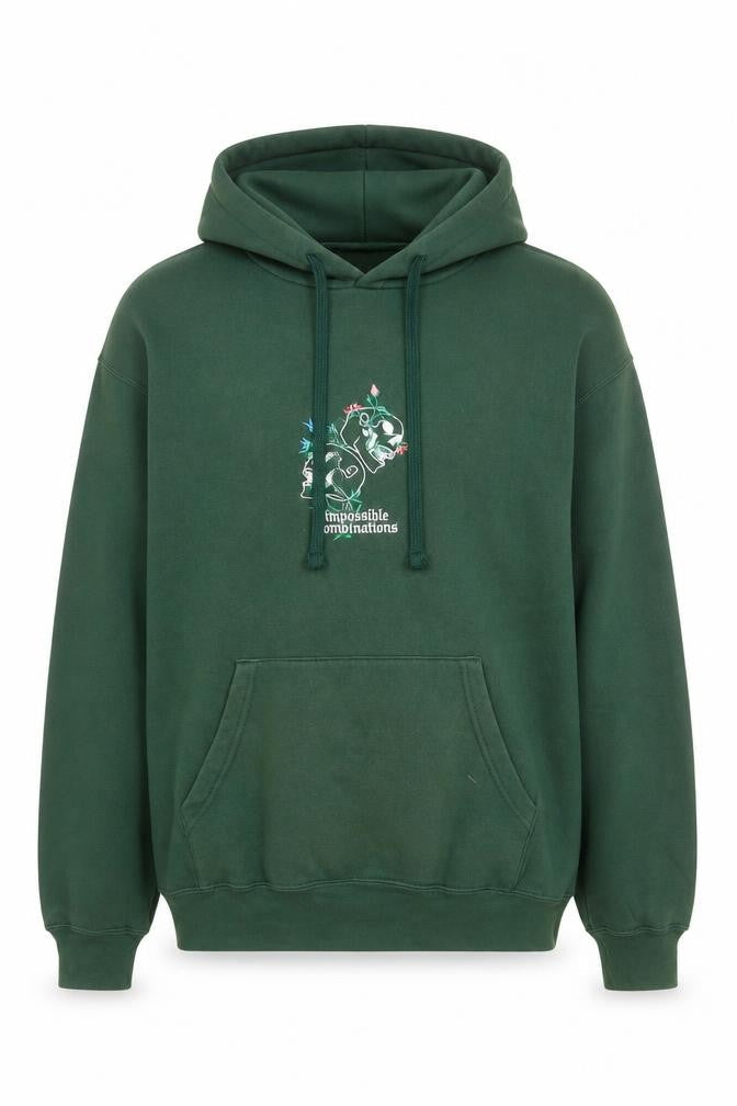 Mens UK Size M Impossible Conversations Green Pullover Hoodie