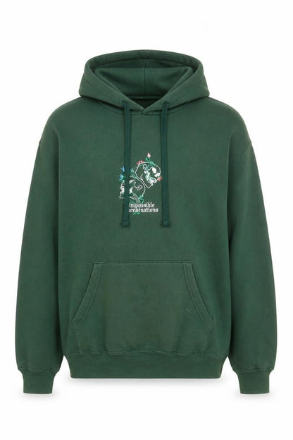 Mens UK Size M Impossible Conversations Green Pullover Hoodie