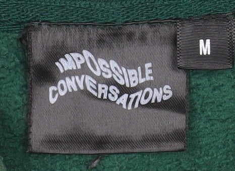 Mens UK Size M Impossible Conversations Green Pullover Hoodie