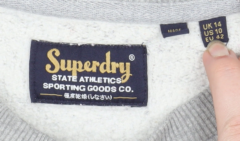 Womens UK Size 14 Superdry Grey Pullover Sweatshirt