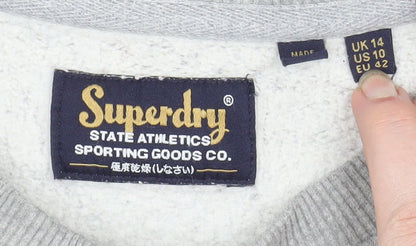 Womens UK Size 14 Superdry Grey Pullover Sweatshirt