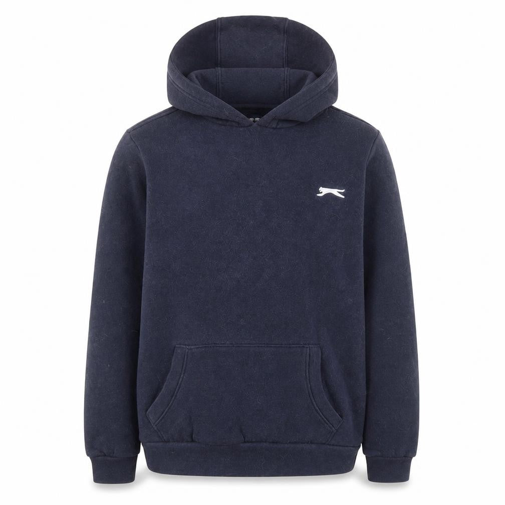 Front view of Slazenger boys’ blue fleece pullover hoodie 13 years regular fit
