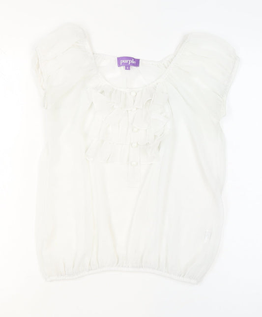 Womens UK Size S Purple White Tunic Blouse
