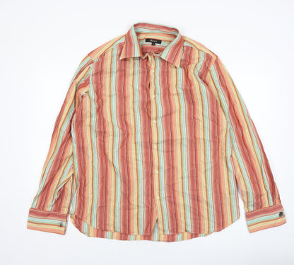 Monsoon Men's Multicoloured Striped Cotton Blend Long Sleeve Casual Shirt L
