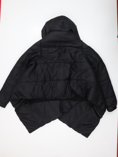 Aakasha Women's Black Hooded Puffer Coat Size S Regular Relaxed Fit