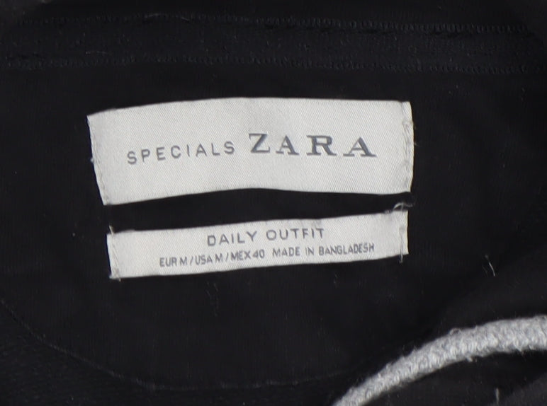 Mens UK Size M Zara Black Full Zip Hoodie