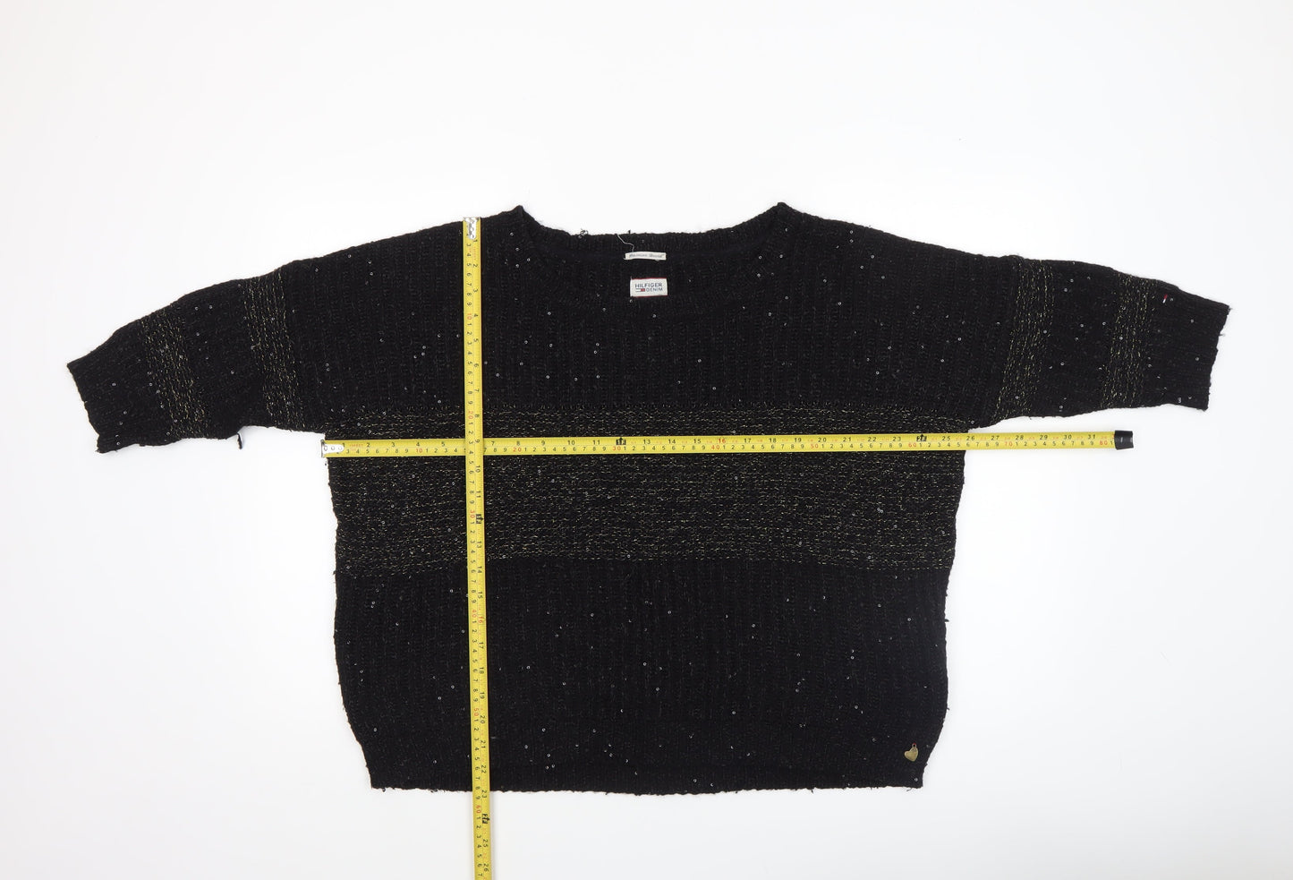 Womens UK Size XL Hilfiger Denim Black Pullover Jumper