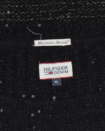 Womens UK Size XL Hilfiger Denim Black Pullover Jumper