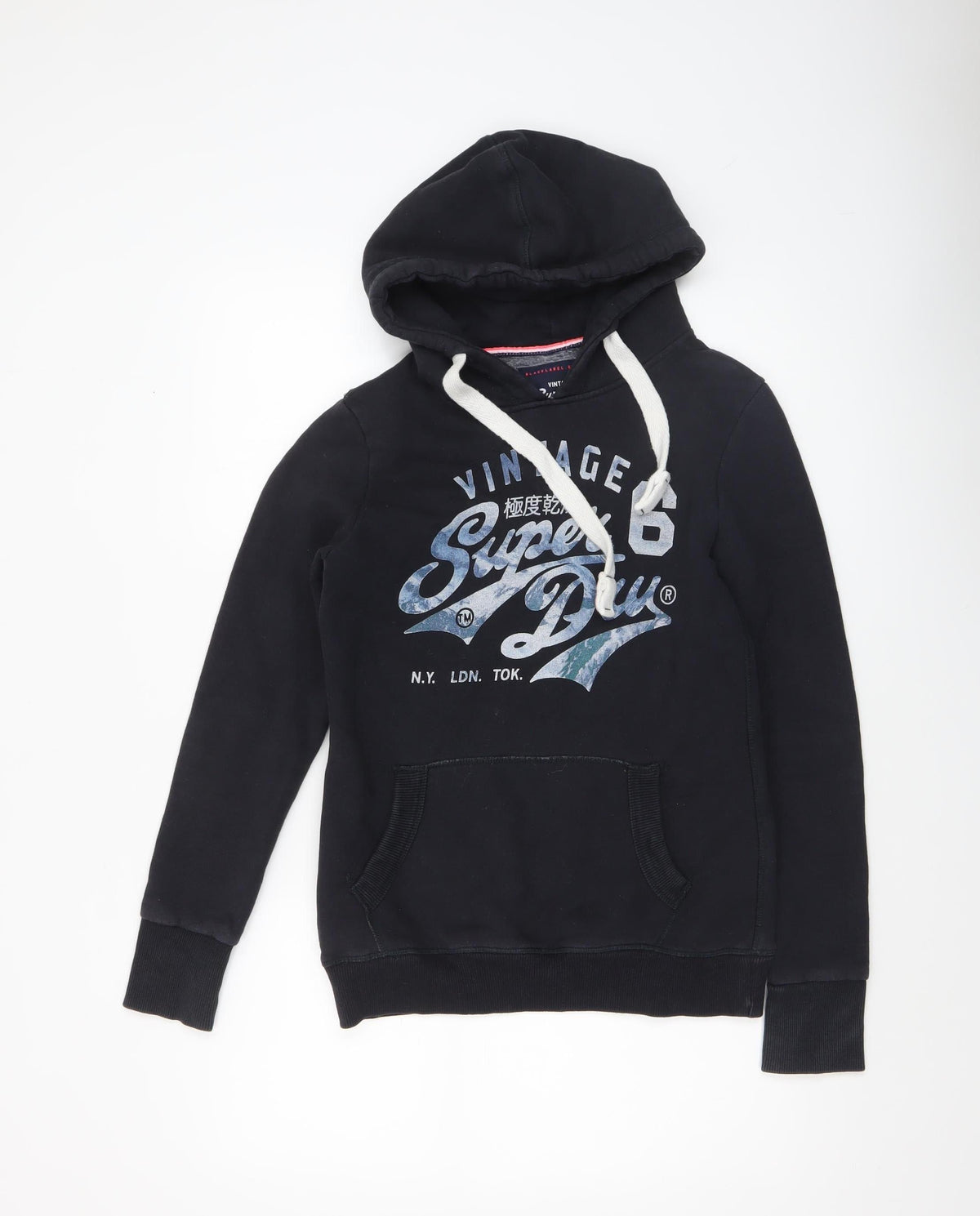 Womens UK Size S Superdry Black Pullover Hoodie