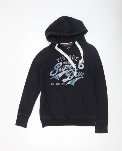 Womens UK Size S Superdry Black Pullover Hoodie