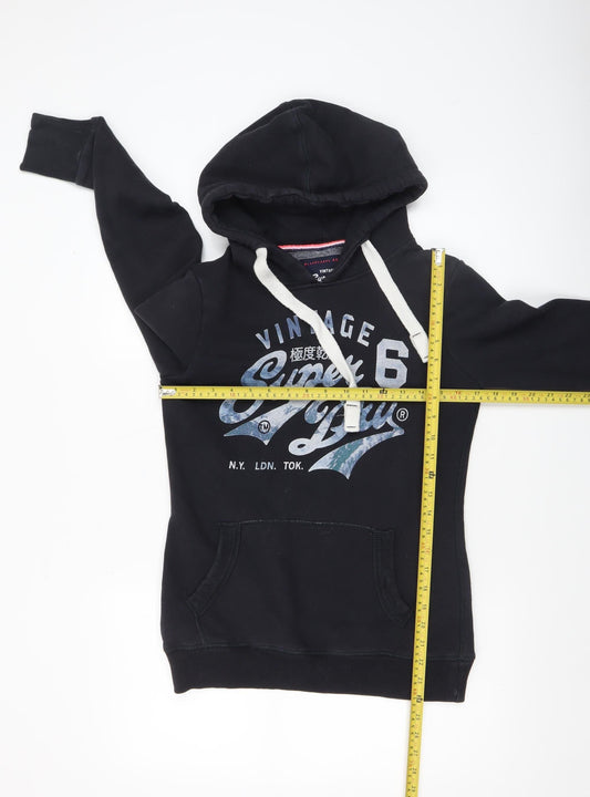 Womens UK Size S Superdry Black Pullover Hoodie