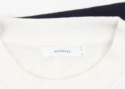 Womens UK Size S RESERVED White Pullover Sweatshirt