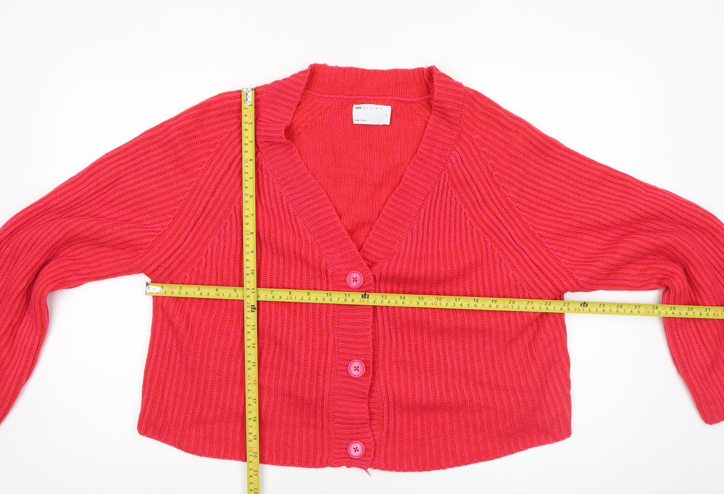 Womens UK Size S ASOS DESIGN Red Cardigan Jumper
